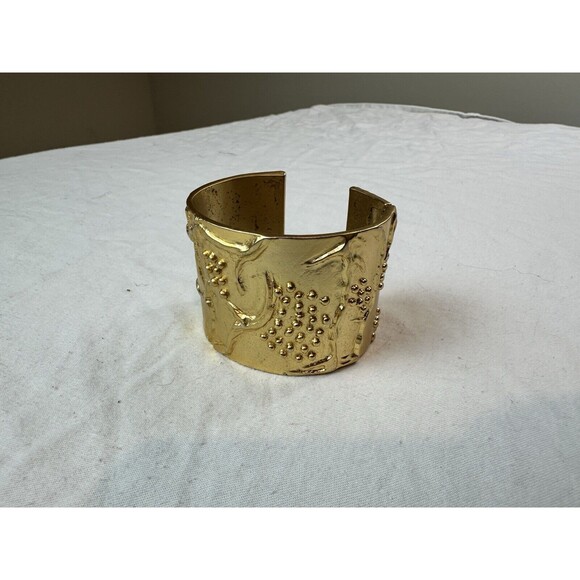 Kenneth Jay Lane Bracelet Gold Hinged Cuff Bracelet - Picture 1 of 8